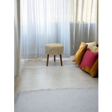 EDAM Krem Teddy Kumaş Çay Seti Ikili Koltuk Berjer ve Puf Takımı (Salon, Balkon, Ofis) 3'lü Takım