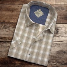 Eren Style Pamuklu Linen Kumaş Kısa Kollu Erkek Gömlek (Regular Kalıp)