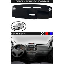 Citroen Berlingo 2008-2017 Için Uygun Torpido Koruma Halısı Siyah Kenar Renk Siyah