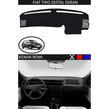 Fiat Tipo Dijital Ekran Için Uygun Torpido Koruma Halısı Siyah Kenar Renk Siyah