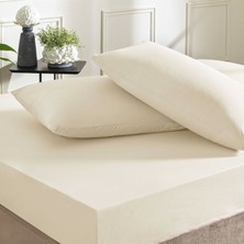 Taç Ranforce Lastikli Queen Size Çarşaf Set Ekru
