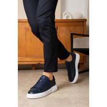 Safari Ayakkabı Tommy Erkek  Deri Sneakers Ayakkabı Lacivert