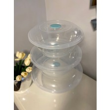 3 Lü Şeffaf Badya Leğen Set , Üç Boy Plastik Çok Amaçlı Kapaklı Hamur Yoğurma Seti