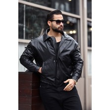 Vintage Erkek Siyah Deri Ceket