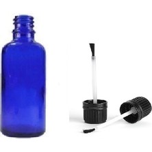 Zylan Ambalaj 10  ml Mavi Cam Şişe Fırça Kapaklı, 12 Adet
