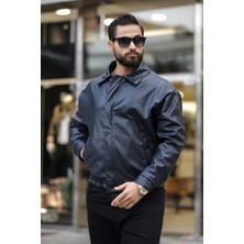 Vintage Oversize Erkek Siyah Deri Ceket