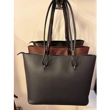 Pinkylola Design-Big Kova Model Lacivert  Deri Omuz Çantası