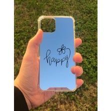 Just Cheap Store Apple iPhone 11 Pro Uyumlu Aynalı Happy Desenli Darbe Kamera Korumalı Silikon Telefon Kılıfı