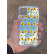 Just Cheap Store Apple iPhone 11 Uyumlu Aynalı Ayçiçeği Desenli Darbe Kamera Korumalı Silikon Telefon Kılıfı