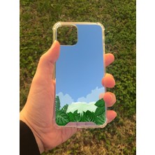 Just Cheap Store Apple iPhone 11 Pro Uyumlu Aynalı Yaprak Desenli Darbe Kamera Korumalı Silikon Telefon Kılıfı