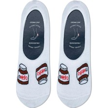 Carnaval Socks Nutella Desenli Beyaz Renkli Kaymaz Slikonlu Babet Çorap