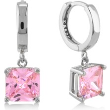 Karosh Pink Zirconia Taşlı Kare Kesim Küpe
