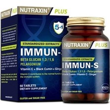 Nutraxin Immun-S 60 Tablet Vitamin C, Black Cumin, Ginger İçeren Takviye Edici Gıda.