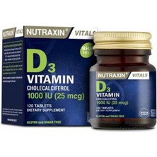 Nutraxin Vitamin D3 1000 Iu 120 Tablet Vitamin D3 İçeren Takviye Edici Gıda.