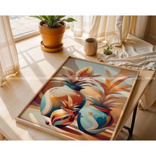 Tontilika Modern Vazo ve Desen Temalı 3'lü Ahşap Çerçeveli Tablo SETI-21 x 30
