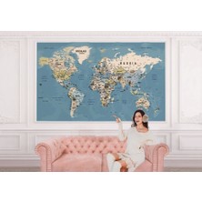 Dünya Haritası Duvar Kağıdı Detaylı Ülke ve Başkentli İNGILIZCE-2523