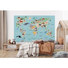 Eğitici Dünya Haritası Dünya Atlası Çocuk ve Bebek Odası Duvar KAĞIDI-3771