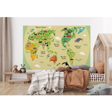 Eğitici Dünya Haritası Dünya Atlası Çocuk ve Bebek Odası duvar KAĞIDI-3773