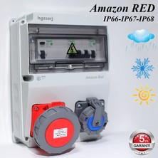 Amazon Red, IP66-IP67-IP68, Trifaze Elektrikli Araç Kombinasyon Kutusu, 5X32A + 1X16A - 5 Yıl Garanti