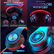 Rgb Kulaküstü Bluetooth 5.0 Kulaklık LED Işıklı Mikrofonlu Kablosuz Kulaklık Oyun Müzik Şık Tasarım