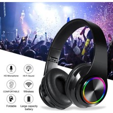 Rgb Kulaküstü Bluetooth 5.0 Kulaklık LED Işıklı Mikrofonlu Kablosuz Kulaklık Oyun Müzik Şık Tasarım