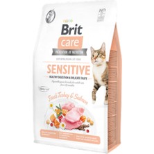 Brit Care 2 kg Yetişkin Hassas Kediler Için, Tahılsız, Hipoalerjenik, Taze Hindi Etli ve Somonlu Kuru Mama Nrmsa