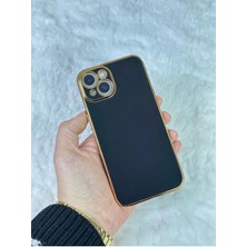 EMZ Aksesuar Gold Kenarlı Silikon iPhone 14 Pro Max Kılıf