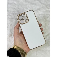 EMZ Aksesuar Gold Kenarlı Silikon iPhone 14 Pro Max Kılıf