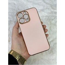 EMZ Aksesuar Gold Kenarlı Silikon iPhone 14 Pro Max Kılıf
