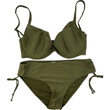 Kadın Haki Desenli Büyük Beden Astarlı Bikini Takım HZL25S-LC4004