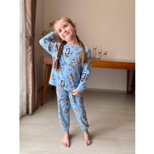 İsobel Kids Bluey Fitilli Kız Pijama Takımı Mavi - 3-4