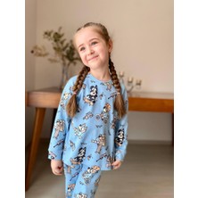 İsobel Kids Bluey Fitilli Kız Pijama Takımı Mavi - 3-4