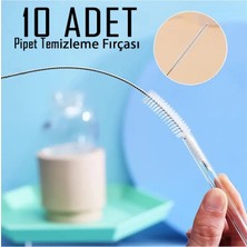 10 Adet Metal Krom Pipet Klavye Temizleme Fırçası Çubuğu Teli