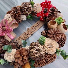 Lolipop Hobi Kozalaklı Kapı Süsü 35 Cm, Çember, Çelenk, Dekor, Hediyelik, Dekor