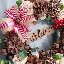Lolipop Hobi Kozalaklı Kapı Süsü 35 Cm, Çember, Çelenk, Dekor, Hediyelik, Dekor