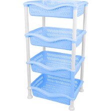 Plastik 4 Katlı Sebzelik Patates Soğan Meyve Sepeti Mavi Gk