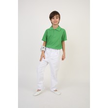 Fatella Erkek Çocuk Yeşil Kısa Kol Polo Yaka Tişört Beyaz Pantolon Takım 23 Nisan 29 Ekim Gösteri Kıyafeti