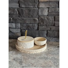 Doğal Kandıra Taşı Tepsi-Kapaklı Kutu-Kase 3 Set