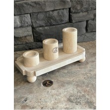 Traverten Dekoratif Tepsi ve Mumluk Seti