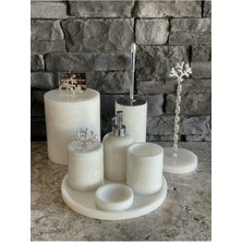 Polen Stone Beyaz Mermer 8'li Banyo Seti Modern Stil ve Kolay Temizlik Özellikleri ile