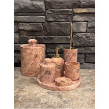 Polen Stone Kırmızı Traverten 7’li Doğal Taş Banyo & Dekorasyon Seti