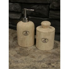 Traverten Sıvı Sabunluk ve Pamukluk 2'li Set