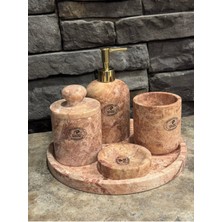 Kırmızı Traverten Doğaltaş 5'li Banyo Seti