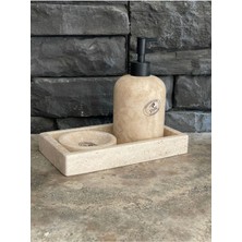 Light Bej Traverten Dikdörtgen Tepsili 3’lü Set