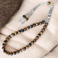 Kaplan Gözü Tesbih - Doğal Taş Tesbih - Erkek 33 Lük Tesbihler -10 mm A+++ Kalite Faset Kesim 10MM