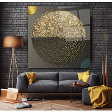 Altın ve Koyu Mozaik Desenli Sanatsal Cam Tablo