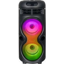 Zore GD-2402 Dijital LED Göstergeli Fm Radyolu Mikrofonlu Rgb Tws Çift 4 Inç Stereo Bass Kablosuz Ka