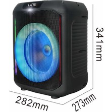 Zore GD-907 Dijital LED Göstergeli Fm Radyolu Mikrofonlu Rgb Tws 8 Inç Stereo Bass Kablosuz Karaoke