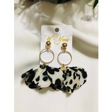 Deniz's Accessories Leopar Kelebek Kumaş Küpe