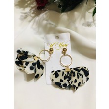 Deniz's Accessories Leopar Kelebek Kumaş Küpe